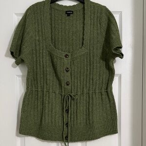 Torrid Olive Button-Up Knit Top